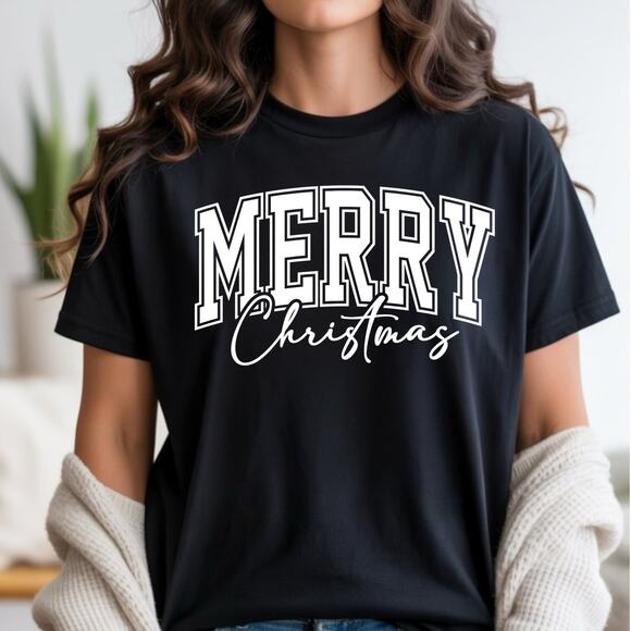 Women Christmas Shirt Merry Christmas Faith Graphic Tee Unisex Gift - Picture 1 of 3